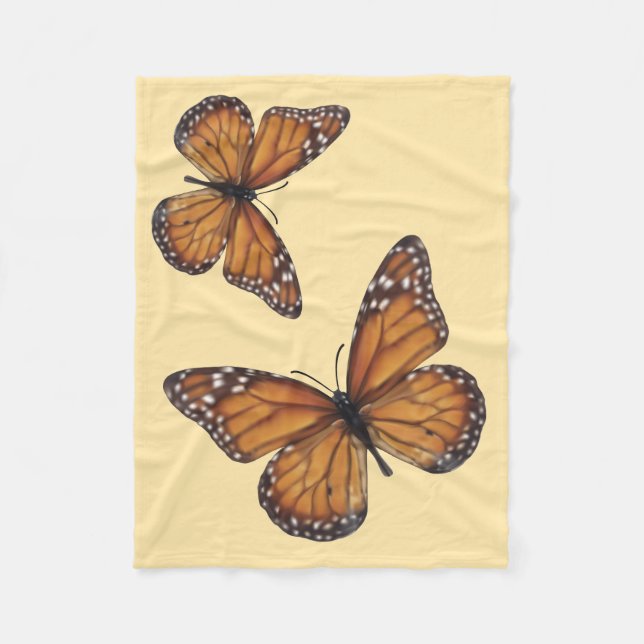 Monarch-Schmetterlinge auf Pfirsich-Fleece-Decke Fleecedecke (Vorderseite)