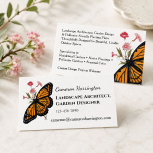 Monarch-Schmetterlingsgärtner Landschaftsarchitekt Visitenkarte