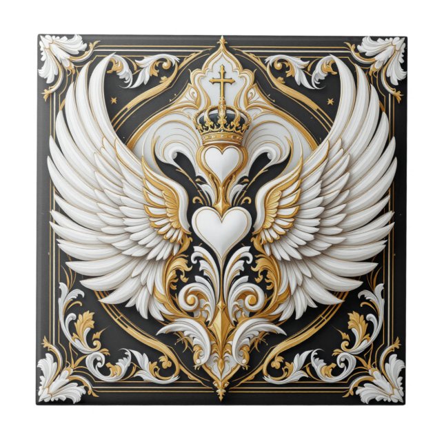 Monarch Winged Heart Design Fliese (Vorderseite)