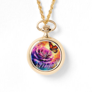 Monarchfalter auf Rose bei Sonnenuntergang Persona Armbanduhr