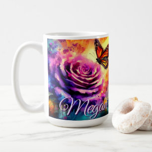 Monarchfalter auf Rose bei Sonnenuntergang Persona Kaffeetasse