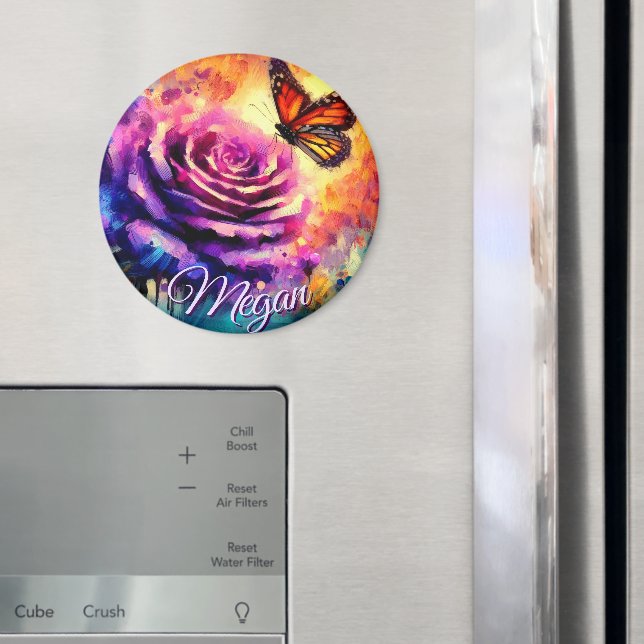 Monarchfalter auf Rose bei Sonnenuntergang Persona Magnet (In Situ (Kühlschrank))