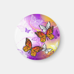 Monarchfalter auf violettem Hintergrund Magnet