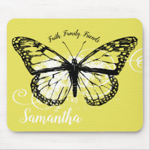 Monarchfalter-gelbes inspirierend mousepad
