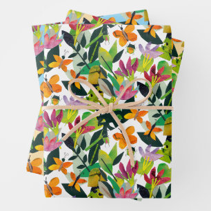 Monarchfalter Naturinspirierte botanische Kunst Geschenkpapier Set