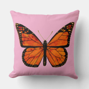 Monarchfalter (PINKER HINTERGRUND) Kissen