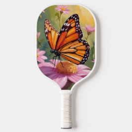 Monarchfalter Rosa Blüten Blumenmalerei Pickleball Schläger