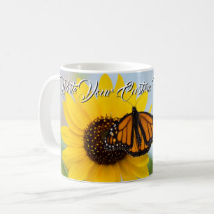 Monarchfalter-u. Sonnenblume-Weiß Kaffeetasse