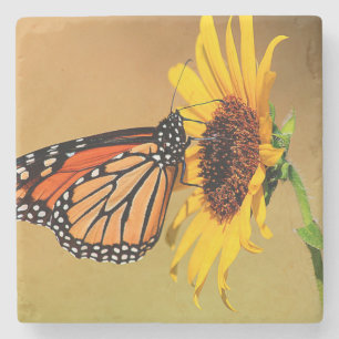 Monarchfalter und Sonnenblume Steinuntersetzer