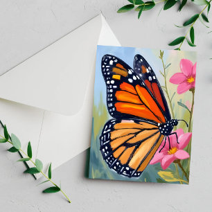 Monarchfalter-Wasserfarben-Blumengartenkarte