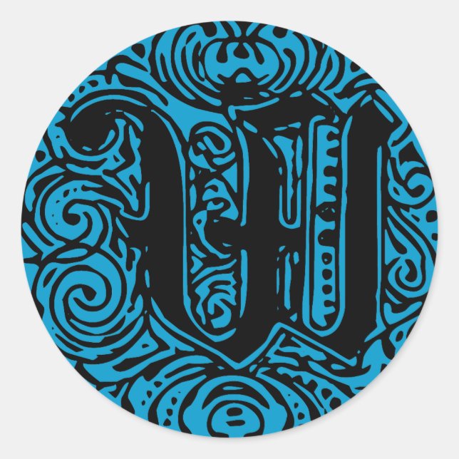 Monarchia Monogram Letter W Initial Alphabet W Runder Aufkleber (Vorderseite)