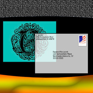 Monarchia Vintager Schriftart "U" Letter Postcard Postkarte