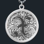 Monarchie "X" Monogram Pendant Necklace Versilberte Kette<br><div class="desc">Extravaganter Letter Monogram Schriftart genannt Monarchia. Ein Viktorianischer Vintager Stiltext. Passen Sie dies mit Ihren Bildern oder Texten an. Dieses Design auf jedes Produkt übertragen.</div>