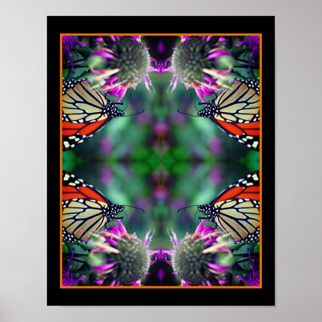 Monarchschmetterling auf Blume Nah Abstrakt Poster (Vorne)