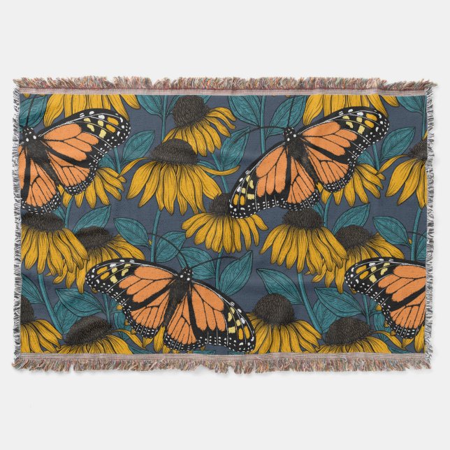 Monarchschmetterling auf gelben Konfektoren Decke (Vorderseite)