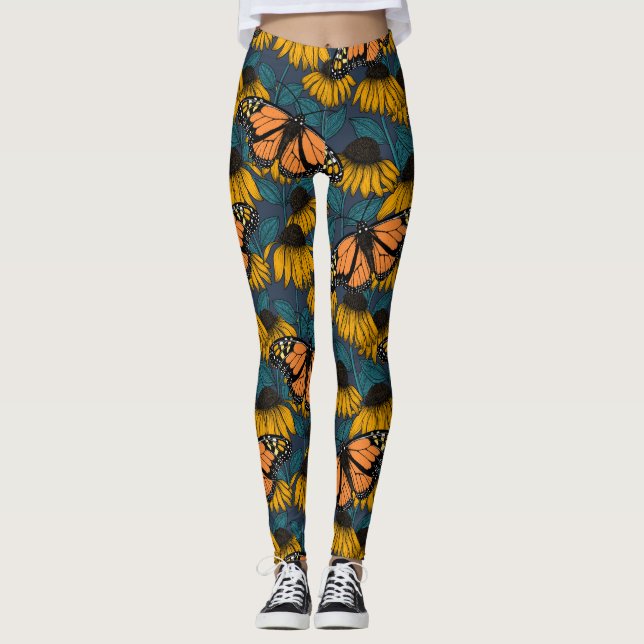 Monarchschmetterling auf gelben Konfektoren Leggings (Vorderseite)