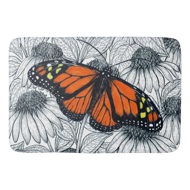 Monarchschmetterling auf Konfödermassen Badematte (Vorderseite)