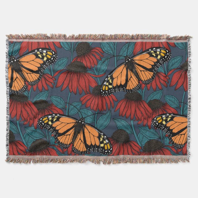 Monarchschmetterling auf roten Konfektoren Decke (Vorderseite)