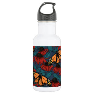 Monarchschmetterling auf roten Konfektoren Edelstahlflasche