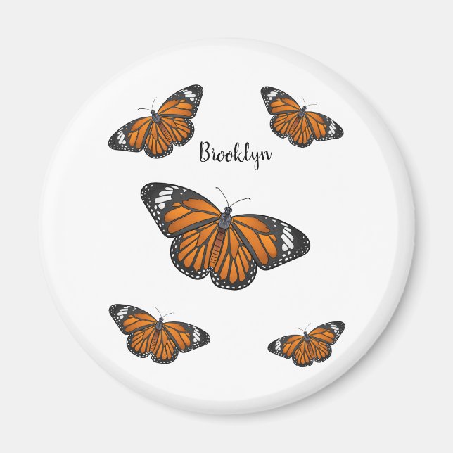 Monarchschmetterling-Cartoon Magnet (Vorne)