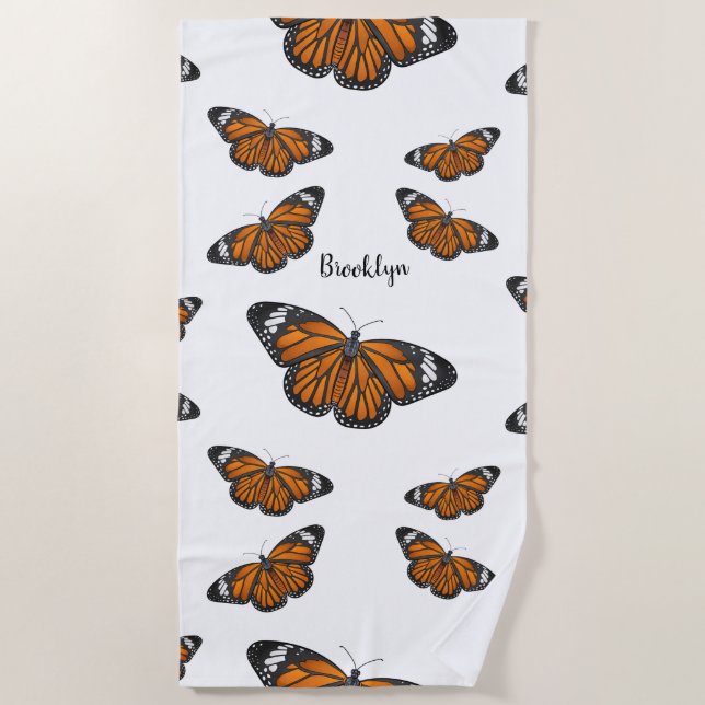 Monarchschmetterling-Cartoon Strandtuch (Vorderseite)