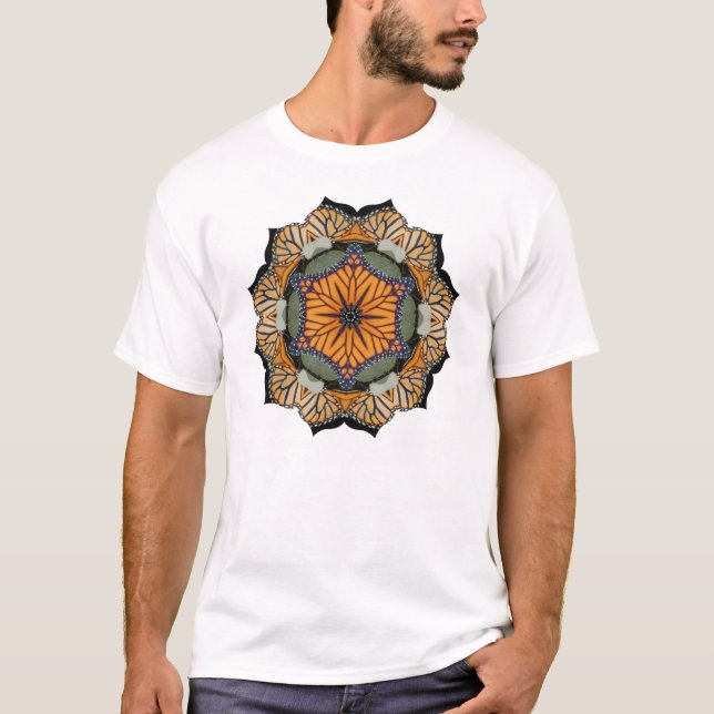 Monarchschmetterling Mandala-T - Shirt (Vorderseite)