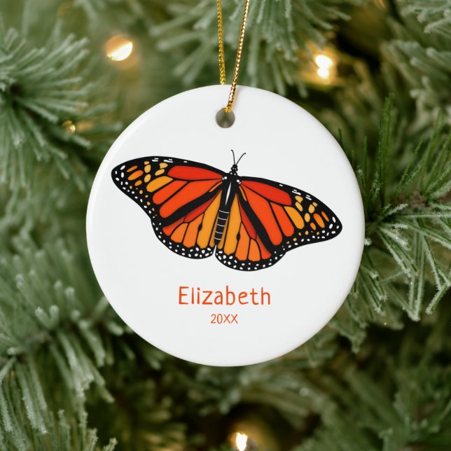 Monarchschmetterling personalisiert keramik ornament (Baum)