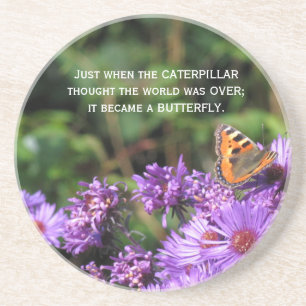 Monarchschmetterling und lila Blumen Getränkeuntersetzer