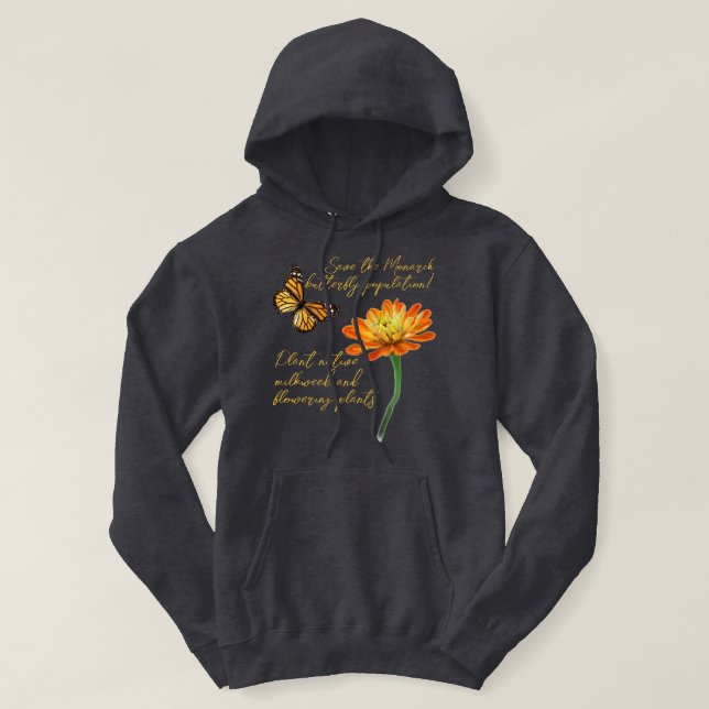 Monarchschmetterling, Zinnia-Blume, Hoodie (Design vorne)
