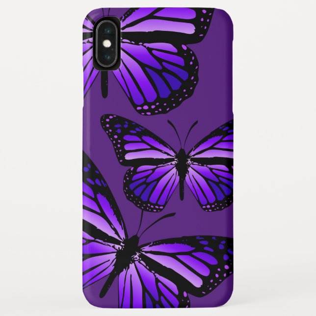Monarchschmetterlinge auf Lila Case-Mate iPhone Hülle (Rückseite)