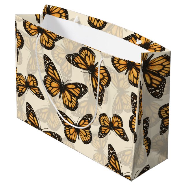 Monarchschmetterlinge Große Geschenktüte (Rückseite Schrägansicht)