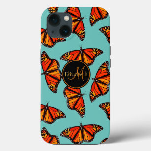 Monarchschmetterlinge Muster Licht aquamarin mit M Case-Mate iPhone Hülle