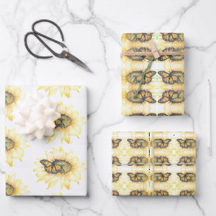 Monarque papier enveloppant sur tournesol