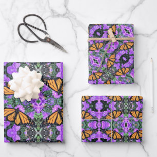 Monarque papier enveloppé cadeau sur Asters