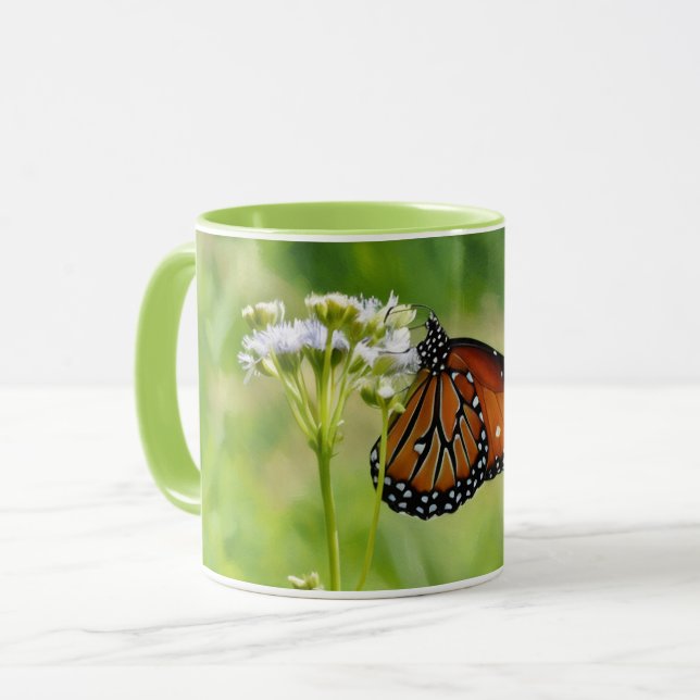 Monarque papillon Art Monarch Fleur sauvage Mug Cu (Devant gauche)