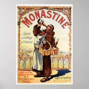 MONASTINE Monk Likör und Vintager französischer Al Poster