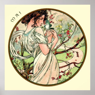 Monat Alphonse Mucha Mai Poster