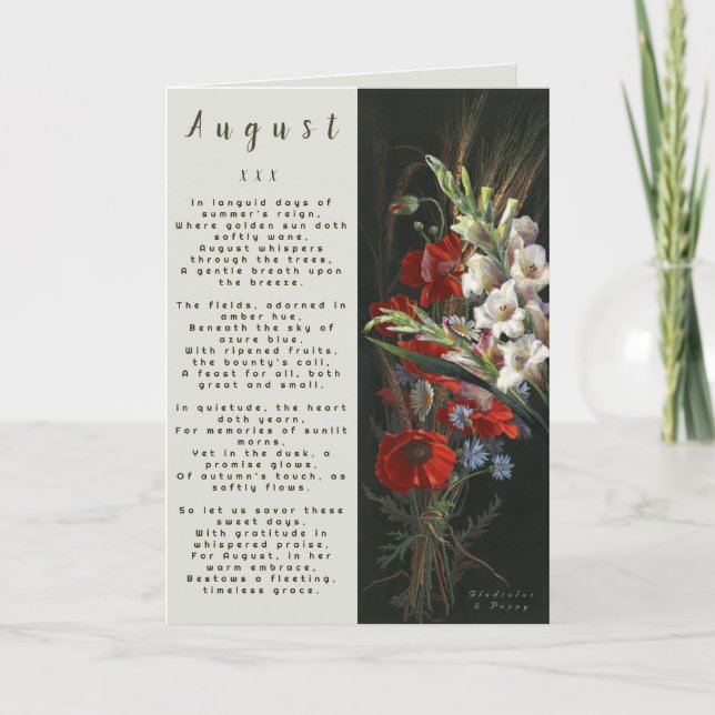 Monat August Geboren in Prosa Blume Karte (Vorderseite)