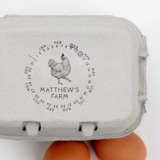 Monat & Datum Rustikales Hühnereier Permastempel (Rubber Stamp Mock-up)
