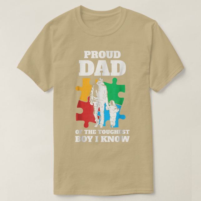 Monat des Autismus Mens Proud Autismus Vater Son T-Shirt (Design vorne)