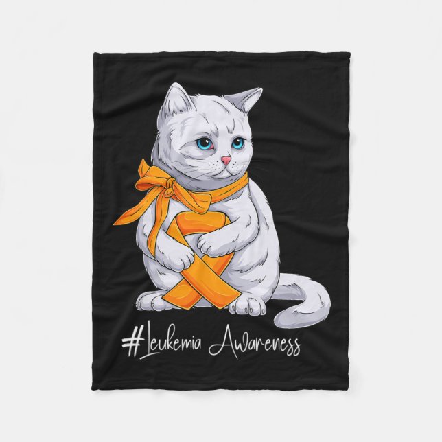 Monat des Bewusstseins Orange Ribbon Cat Fleecedecke (Vorderseite)