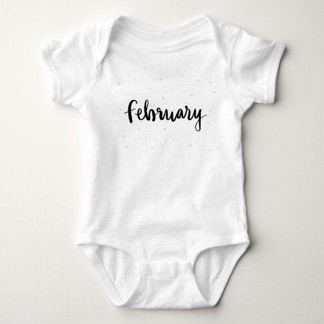 Monat Februar Baby Body Anzug Strampler (Vorderseite)