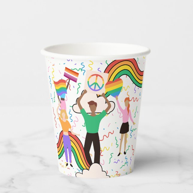 Monat LGBT mit Regenbogenthema Pappbecher (Vorderseite)