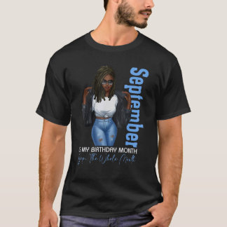Monat Schwarze Mädchen September ist mein Geburtst T-Shirt