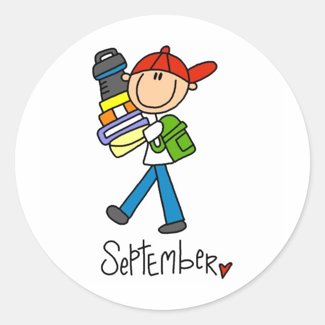 Monat September Runder Aufkleber (Vorderseite)