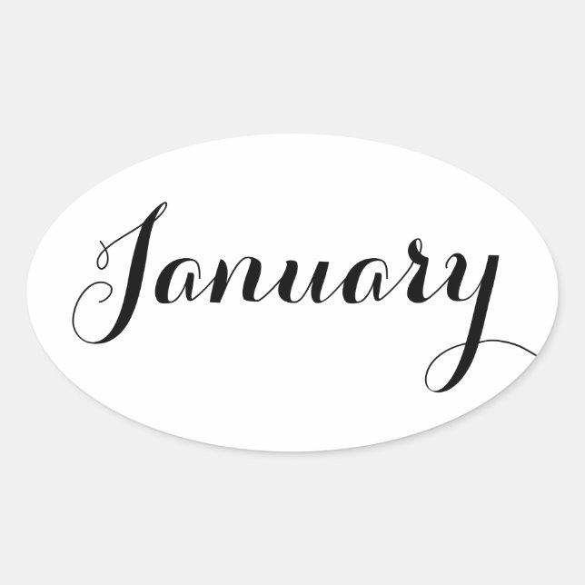 Monat Sticker: Januar Ovaler Aufkleber (Vorderseite)