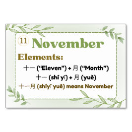 Monate auf Chinesisch (Flash Cards) Tischnummer