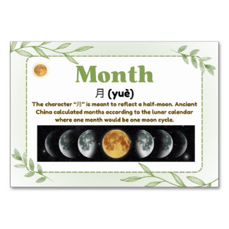 Monate auf Chinesisch (Flash Cards) Tischnummer