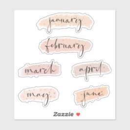 Monate des Jahres - Januar bis Juni Gold-Rose Aufkleber