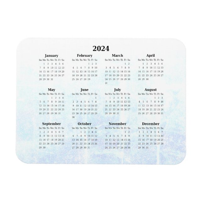 Monatlich 2024 Kalender Magnet Texturiert (Horizontal)